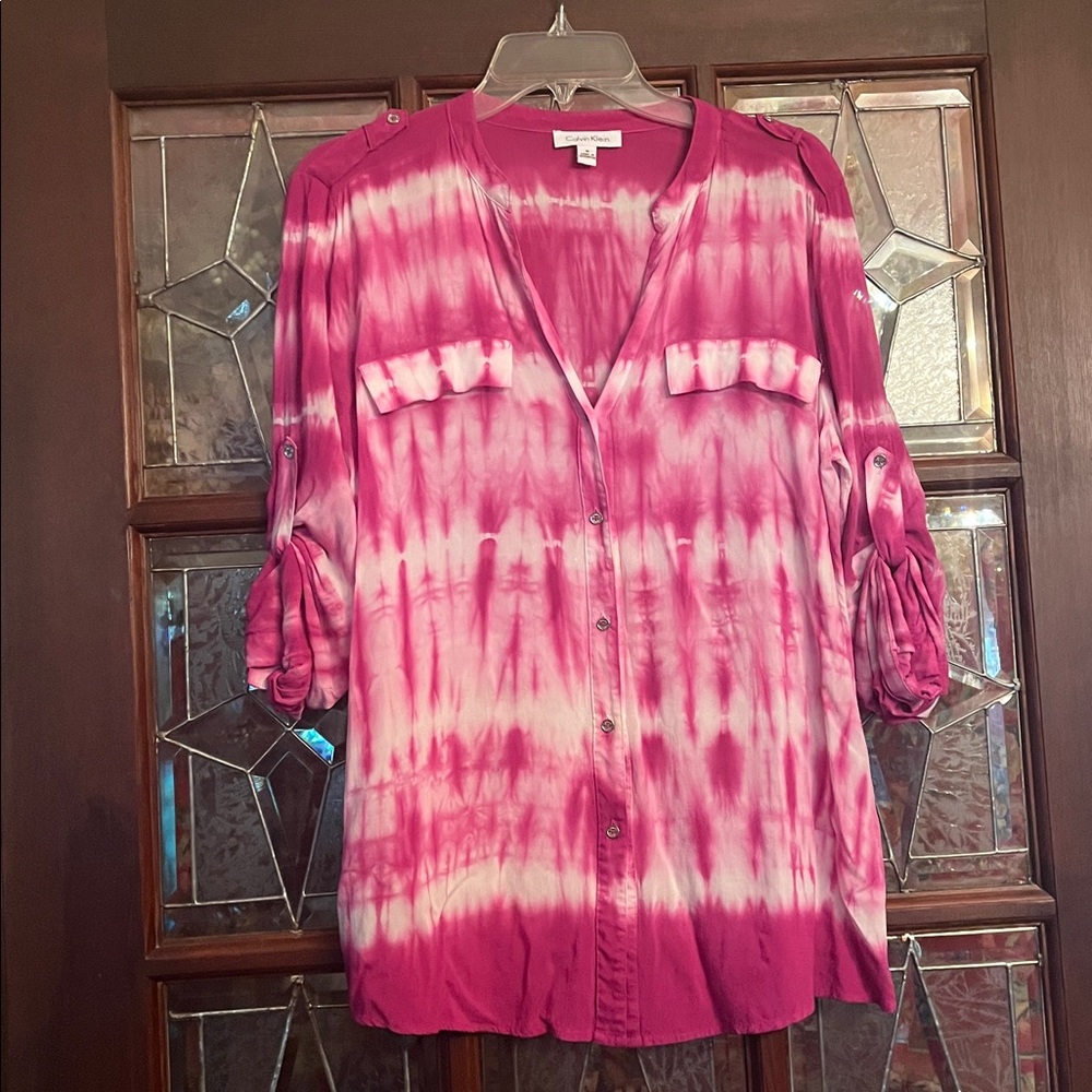 Calvin Klein Pink Tie-Dye Blouse